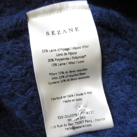 NWT Sezane Emile in Navy Blue Alpaca Wool Blend Cardigan Sweater S - Picture 7 of 7